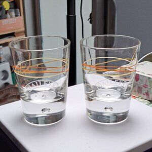 Baileys Rocks Glass 8 Oz Each 4 1/4 In Tall 3 In Round Set 2 Liquor Bar Cocktail